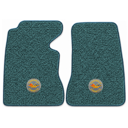 Illustration of 1959 Chevrolet Corvette floor mats with the #8 Corvette Circle logo in Tuxedo B-2...