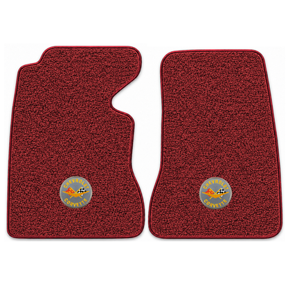 Illustration of 1959 Chevrolet Corvette floor mats with the #8 Corvette Circle logo in Tuxedo C-3...