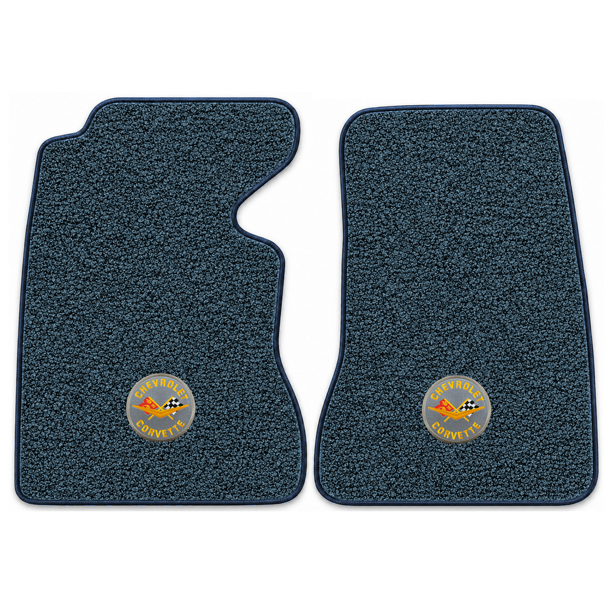 Illustration of 1959 Chevrolet Corvette floor mats with the #8 Corvette Circle logo in Tuxedo D-4...
