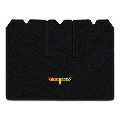 Illustration of 1977 Chevrolet Corvette cargo mat with the #12 Corvette Flags logo in Cutpile 801...