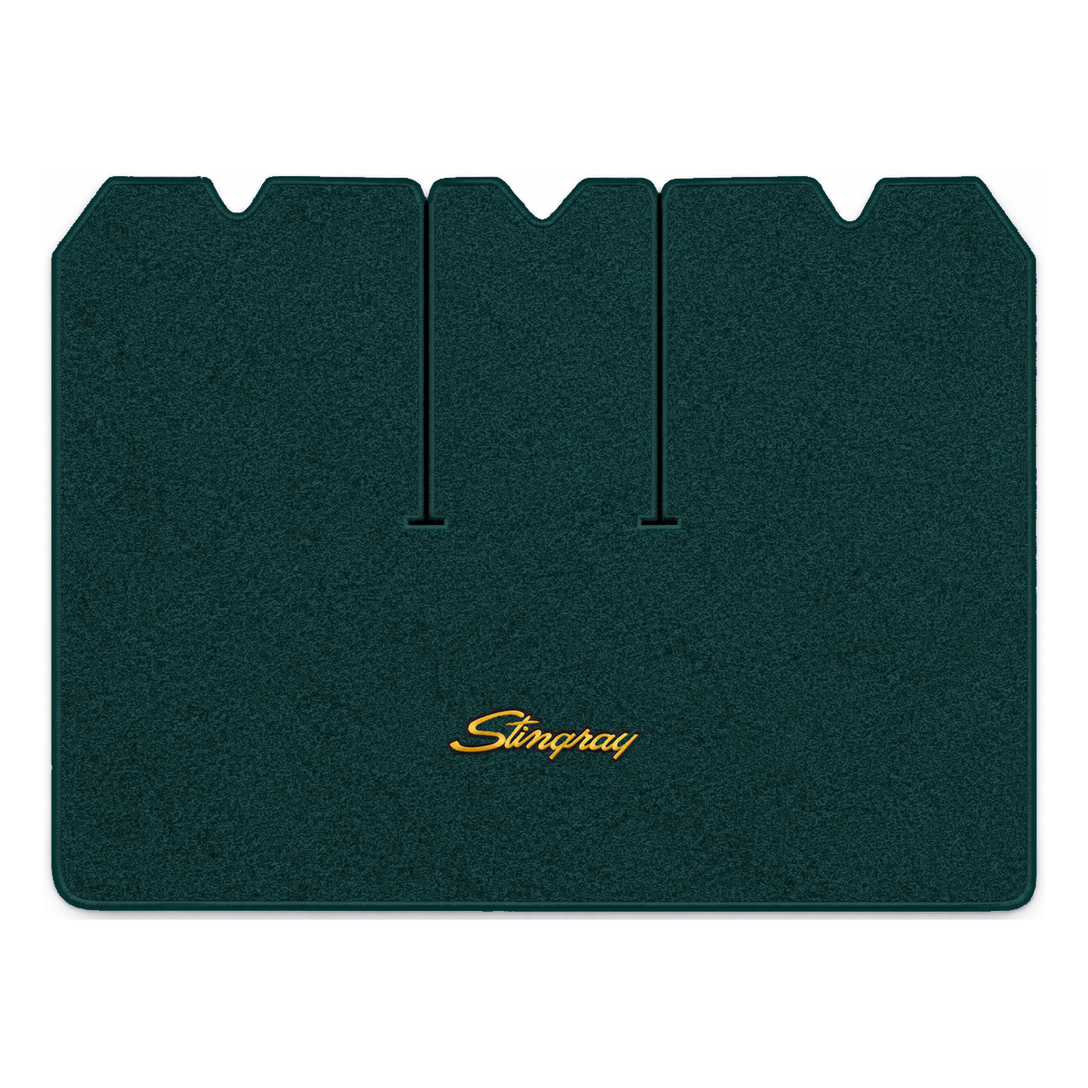 Illustration of 1976 Chevrolet Corvette cargo mat with the #13-P Stingray logo in Cutpile 657 Blu...