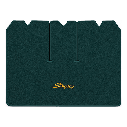 Illustration of 1976 Chevrolet Corvette cargo mat with the #13-P Stingray logo in Cutpile 657 Blu...