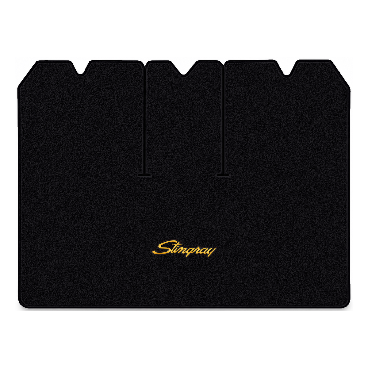 Illustration of 1976 Chevrolet Corvette cargo mat with the #13-P Stingray logo in Essex 1001A Bla...