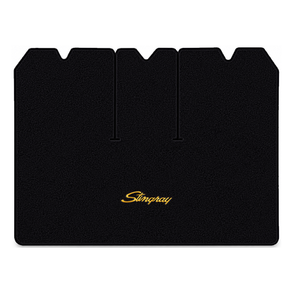 Illustration of 1970 Chevrolet Corvette cargo mat with the #13-P Stingray logo in Essex 1001A Bla...