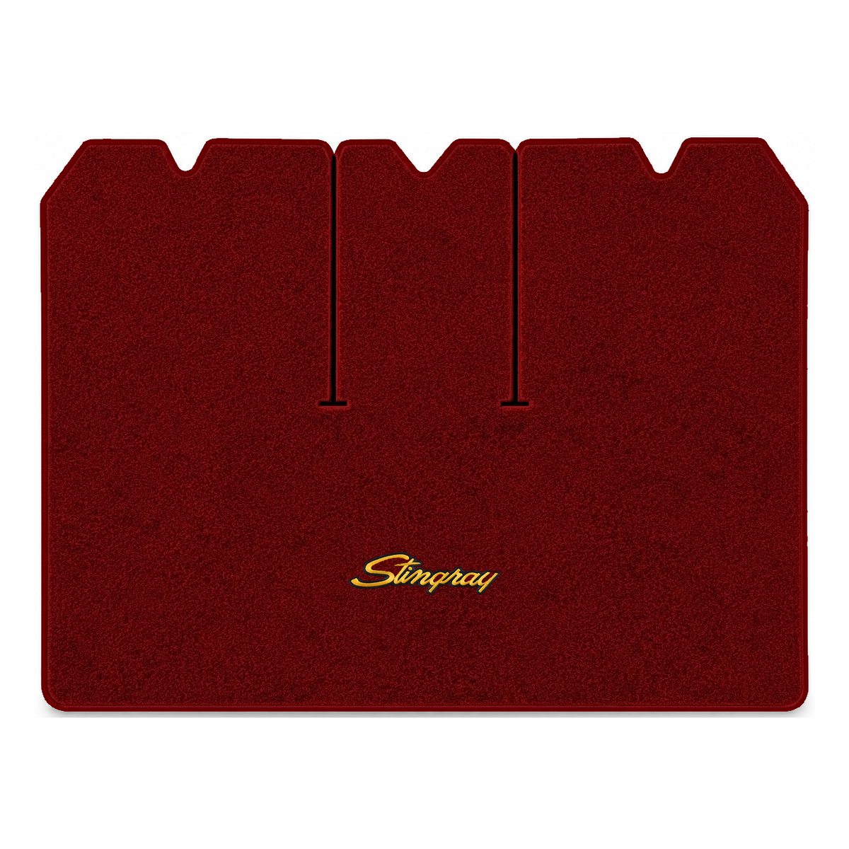 Illustration of 1976 Chevrolet Corvette cargo mat with the #13-P Stingray logo in Essex 1016A Red...