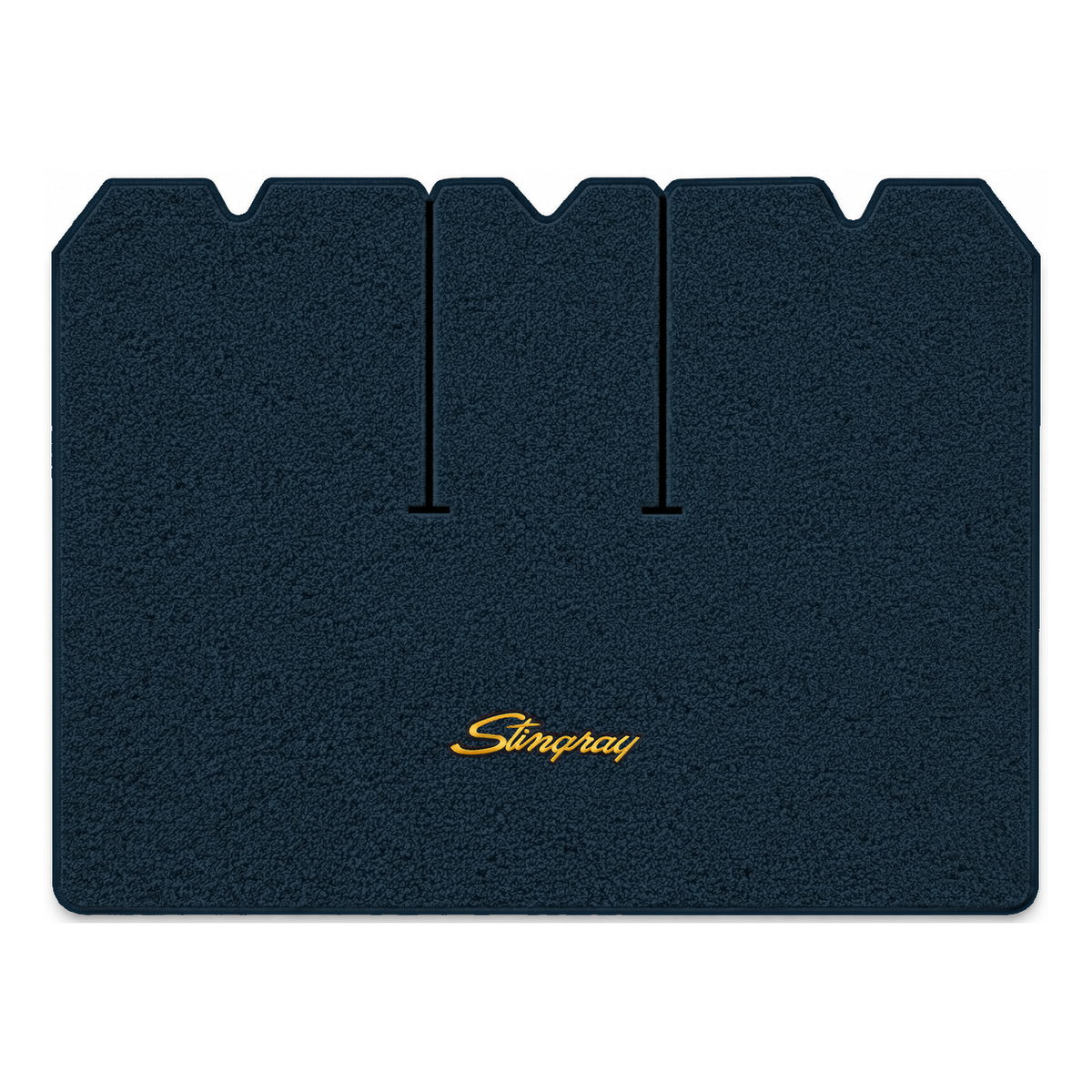 Illustration of 1972 Chevrolet Corvette cargo mat with the #13-P Stingray logo in Loop 07 Dark Bl...