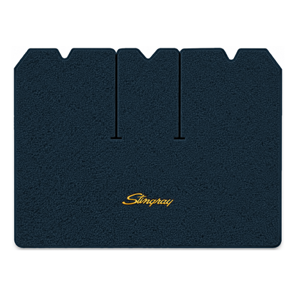 Illustration of 1972 Chevrolet Corvette cargo mat with the #13-P Stingray logo in Loop 07 Dark Bl...