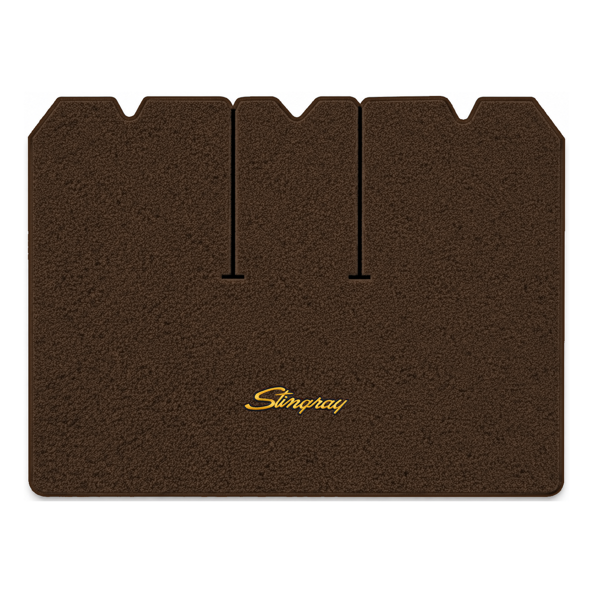 Illustration of 1972 Chevrolet Corvette cargo mat with the #13-P Stingray logo in Loop 10 Dark Br...