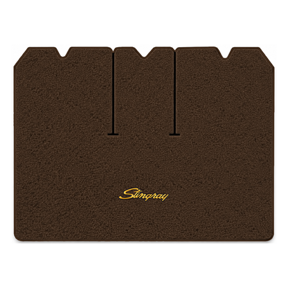 Illustration of 1970 Chevrolet Corvette cargo mat with the #13-P Stingray logo in Loop 10 Dark Br...