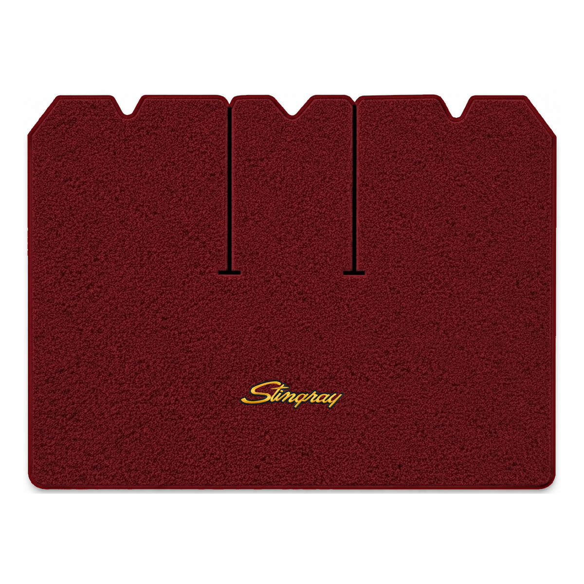 Illustration of 1976 Chevrolet Corvette cargo mat with the #13-P Stingray logo in Loop 13 Maroon ...