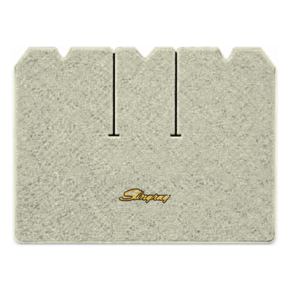 Illustration of 1972 Chevrolet Corvette cargo mat with the #13-P Stingray logo in Loop 18 Silver ...