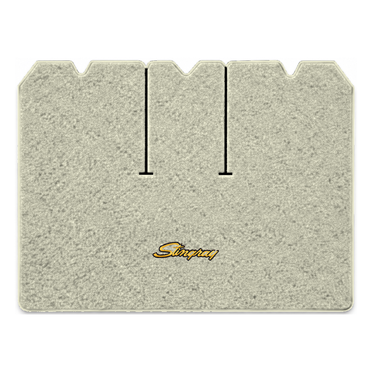 Illustration of 1970 Chevrolet Corvette cargo mat with the #13-P Stingray logo in Loop 18 Silver ...