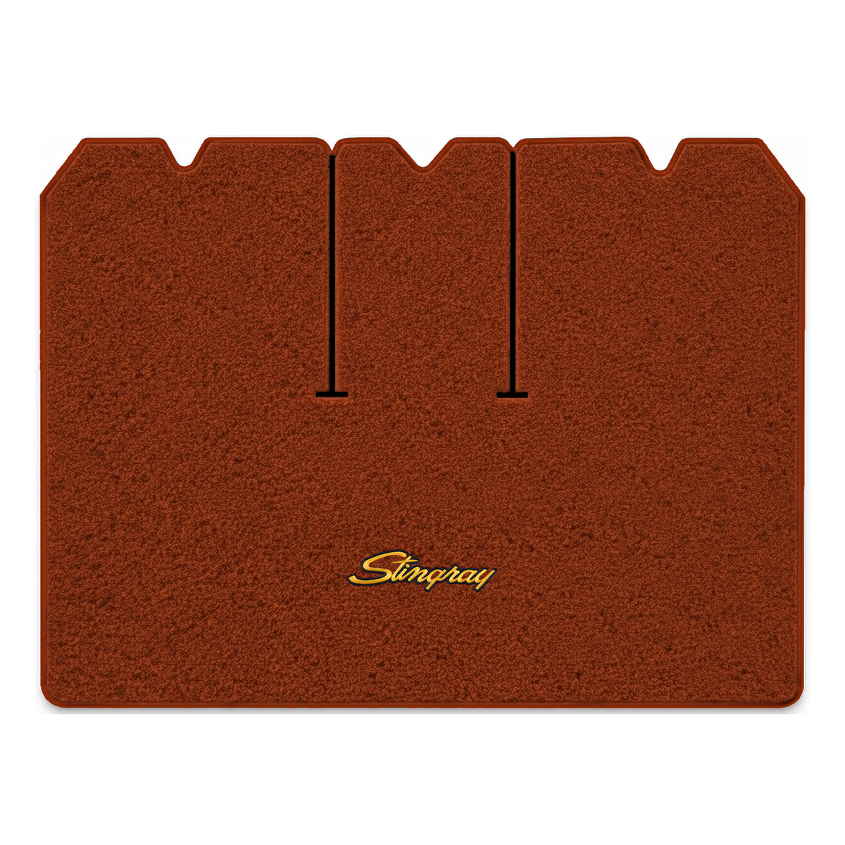 Illustration of 1970 Chevrolet Corvette cargo mat with the #13-P Stingray logo in Loop 21 Burnt O...