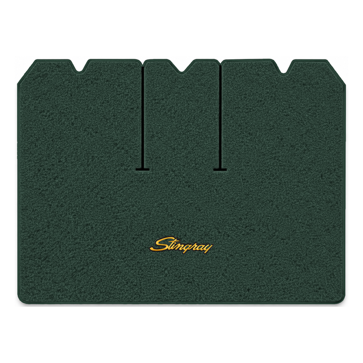 Illustration of 1972 Chevrolet Corvette cargo mat with the #13-P Stingray logo in Loop 25 Blue Gr...