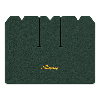 Illustration of 1972 Chevrolet Corvette cargo mat with the #13-P Stingray logo in Loop 25 Blue Gr...
