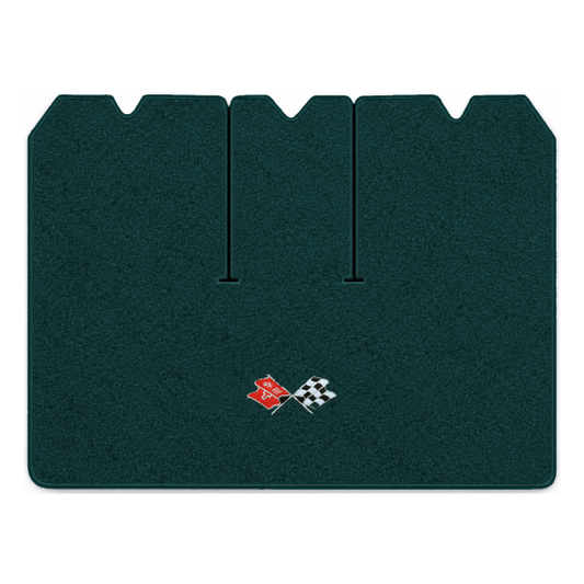 Illustration of 1975 Chevrolet Corvette cargo mat with the #211 1968-72 Corvette Cross Flags logo...