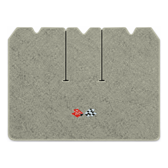 Illustration of 1975 Chevrolet Corvette cargo mat with the #211 1968-72 Corvette Cross Flags logo...