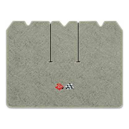 Illustration of 1971 Chevrolet Corvette cargo mat with the #211 1968-72 Corvette Cross Flags logo...
