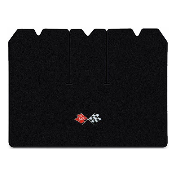 Illustration of 1975 Chevrolet Corvette cargo mat with the #211 1968-72 Corvette Cross Flags logo...