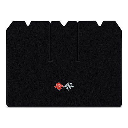 Illustration of 1975 Chevrolet Corvette cargo mat with the #211 1968-72 Corvette Cross Flags logo...