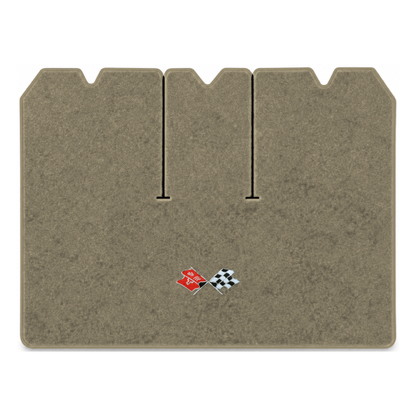 Illustration of 1975 Chevrolet Corvette cargo mat with the #211 1968-72 Corvette Cross Flags logo...