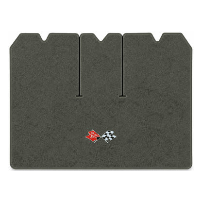 Illustration of 1975 Chevrolet Corvette cargo mat with the #211 1968-72 Corvette Cross Flags logo...