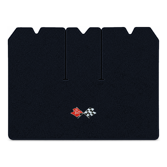 Illustration of 1975 Chevrolet Corvette cargo mat with the #211 1968-72 Corvette Cross Flags logo...