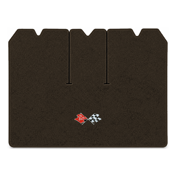Illustration of 1971 Chevrolet Corvette cargo mat with the #211 1968-72 Corvette Cross Flags logo...