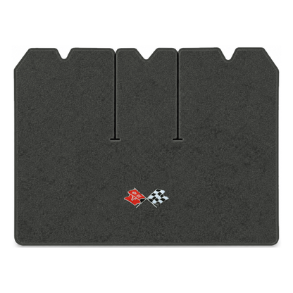 Illustration of 1975 Chevrolet Corvette cargo mat with the #211 1968-72 Corvette Cross Flags logo...