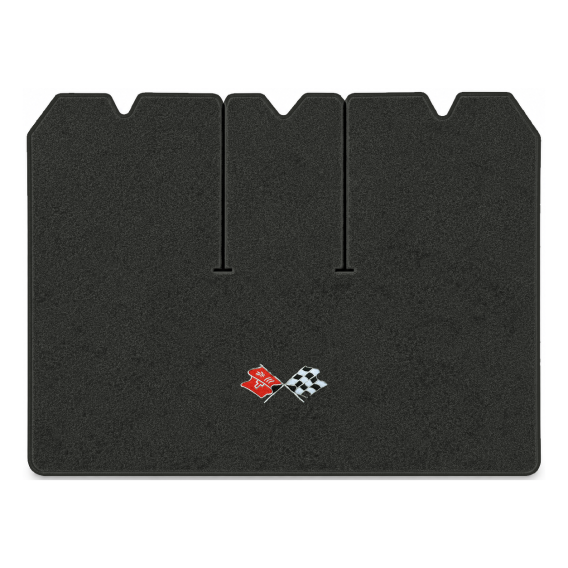 Illustration of 1975 Chevrolet Corvette cargo mat with the #211 1968-72 Corvette Cross Flags logo...