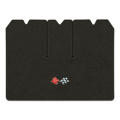 Illustration of 1971 Chevrolet Corvette cargo mat with the #211 1968-72 Corvette Cross Flags logo...