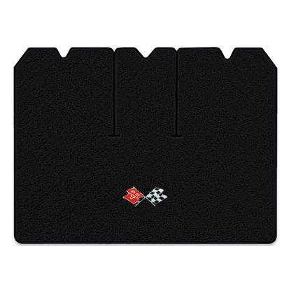 Illustration of 1975 Chevrolet Corvette cargo mat with the #211 1968-72 Corvette Cross Flags logo...
