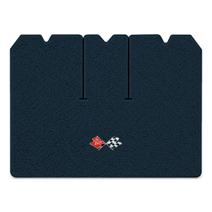 Illustration of 1971 Chevrolet Corvette cargo mat with the #211 1968-72 Corvette Cross Flags logo...