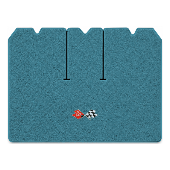 Illustration of 1975 Chevrolet Corvette cargo mat with the #211 1968-72 Corvette Cross Flags logo...