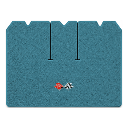 Illustration of 1975 Chevrolet Corvette cargo mat with the #211 1968-72 Corvette Cross Flags logo...