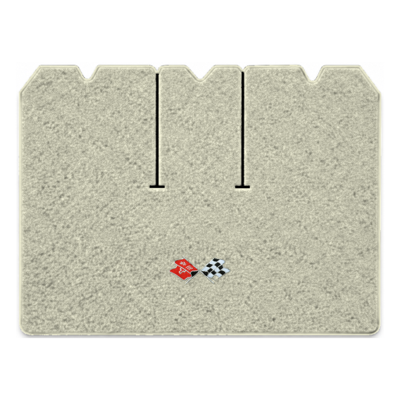 Illustration of 1971 Chevrolet Corvette cargo mat with the #211 1968-72 Corvette Cross Flags logo...