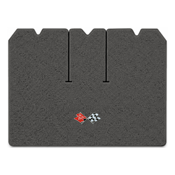 Illustration of 1971 Chevrolet Corvette cargo mat with the #211 1968-72 Corvette Cross Flags logo...