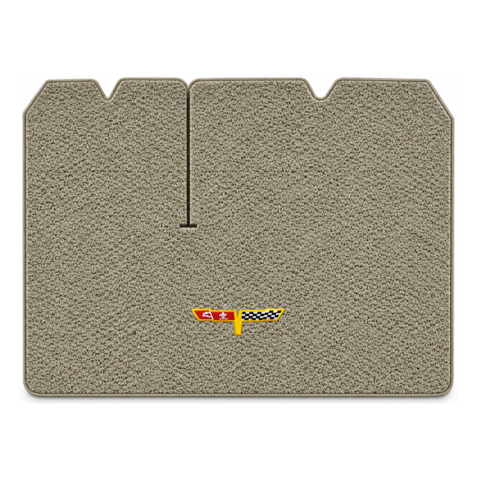 Illustration of 1982 Chevrolet Corvette Collector's Edition cargo mat with the #12 Corvette Flags logo in 82 Vet Cutpile 7593 Beige carpet