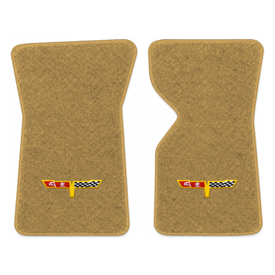 Illustration of 1977 Chevrolet Corvette floor mats with the #12 Corvette Flags logo in Cutpile 70...