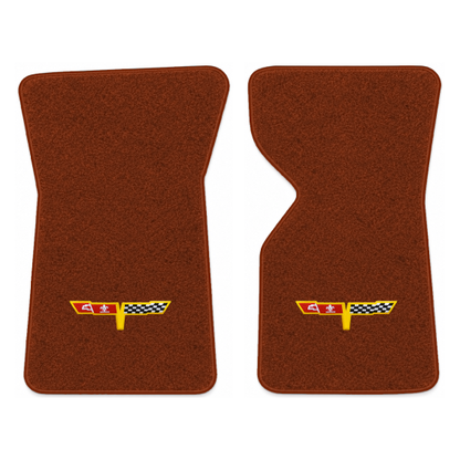 Illustration of 1981 Chevrolet Corvette floor mats with the #12 Corvette Flags logo in Cutpile 72...
