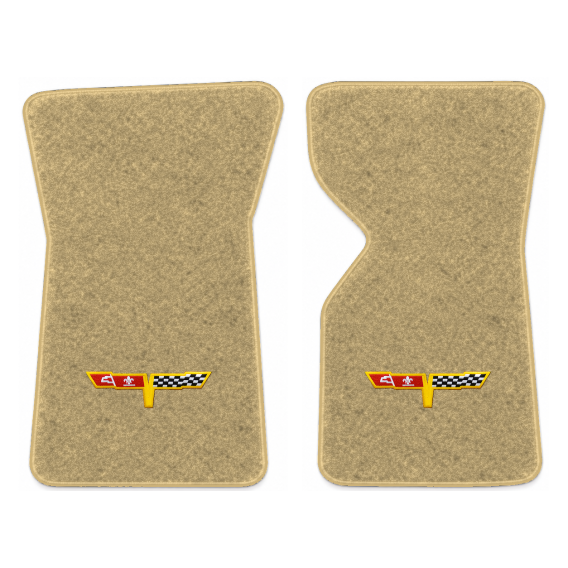 Illustration of 1981 Chevrolet Corvette floor mats with the #12 Corvette Flags logo in Cutpile 77...