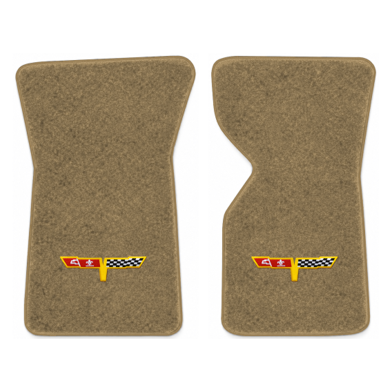 Illustration of 1981 Chevrolet Corvette floor mats with the #12 Corvette Flags logo in Essex 1004...