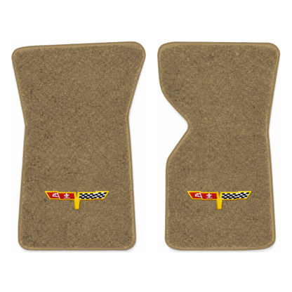 Illustration of 1981 Chevrolet Corvette floor mats with the #12 Corvette Flags logo in Essex 1004...