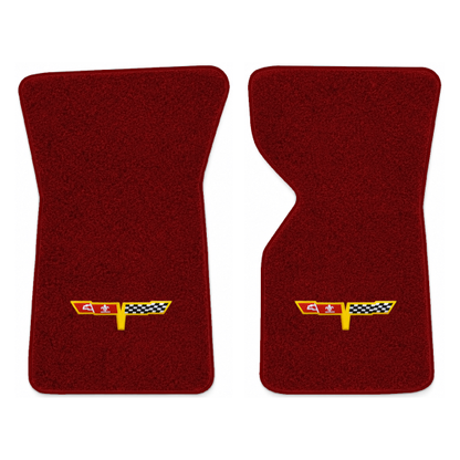 Illustration of 1981 Chevrolet Corvette floor mats with the #12 Corvette Flags logo in Essex 1016...
