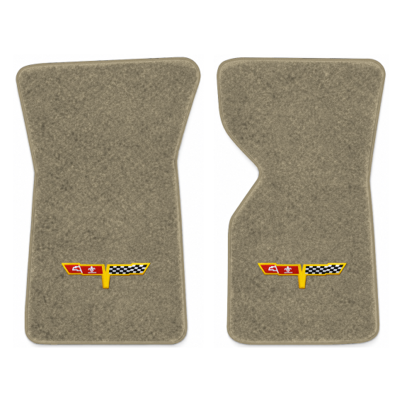 Illustration of 1981 Chevrolet Corvette floor mats with the #12 Corvette Flags logo in Essex 1035...