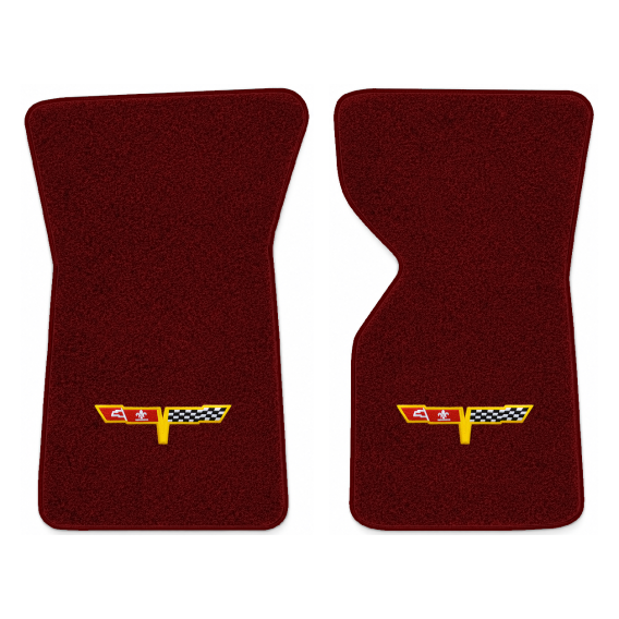 Illustration of 1977 Chevrolet Corvette floor mats with the #12 Corvette Flags logo in Essex 1045...