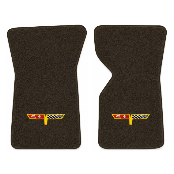 Illustration of 1981 Chevrolet Corvette floor mats with the #12 Corvette Flags logo in Essex 1060...