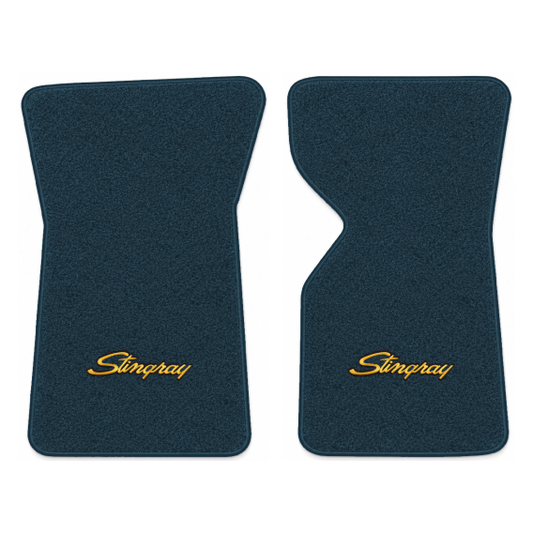Illustration of 1980 Chevrolet Corvette floor mats with the #13-P Stingray logo in Cutpile 4033 M...