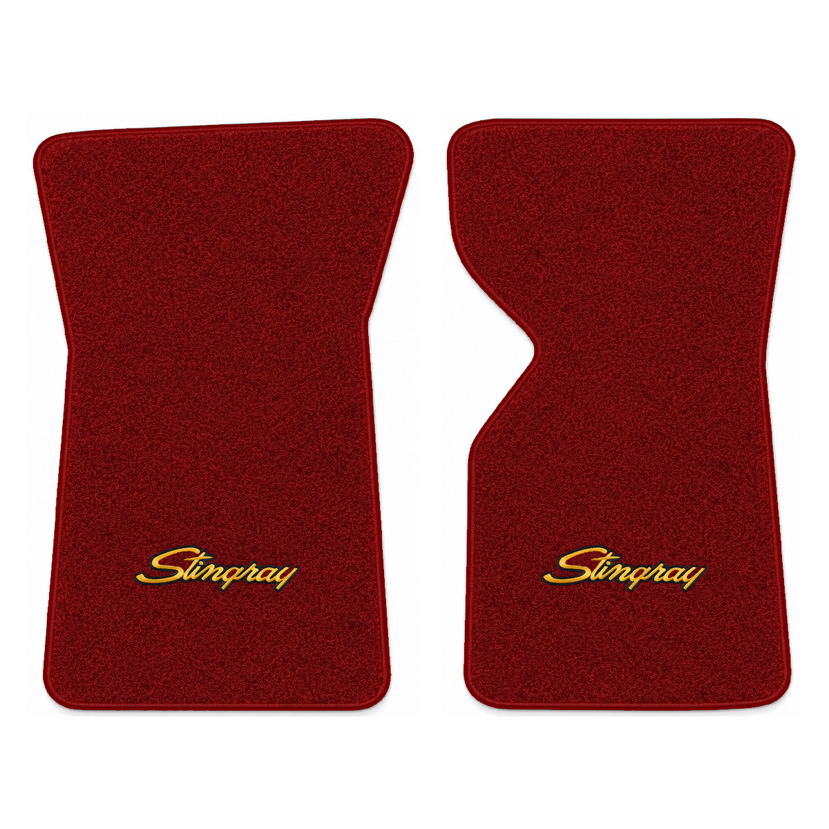 Illustration of 1975 Chevrolet Corvette floor mats with the #13-P Stingray logo in Cutpile 4305 O...