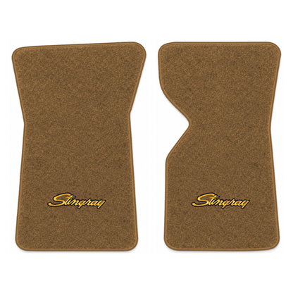 Illustration of 1971 Chevrolet Corvette floor mats with the #13-P Stingray logo in Cutpile 4640 D...